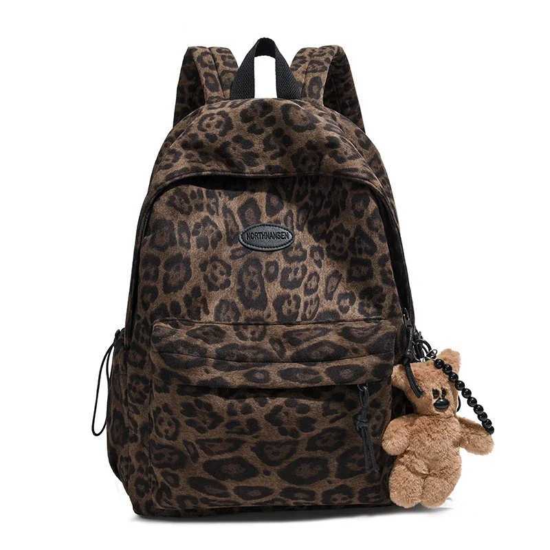 Leopard print Woman Backpack School Book Bags For Teenage s New Female College Bag Student Lady leisure BagPack Z250617