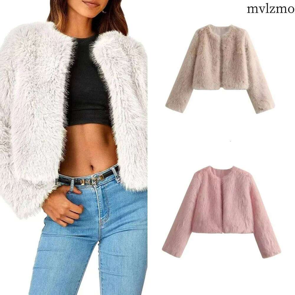 Warm Fluffy Faux Fur Coat Long Sleeve Women's Cardigan 2024 Autumn and Winter Fashion Ladies Streetwear