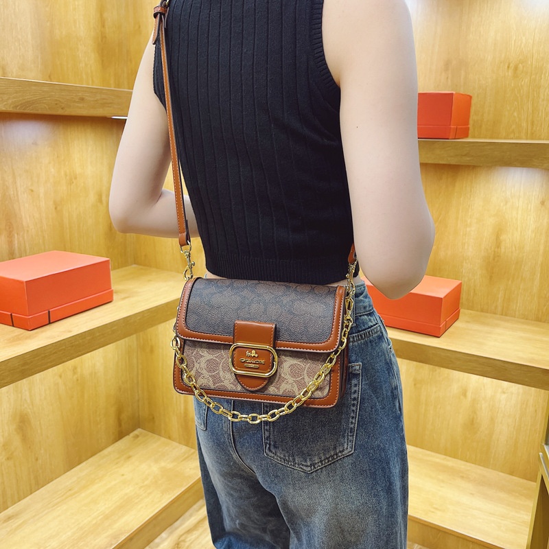 2025 Free Shipping Women's Designer Luxury Fashion New Retro Chain Bag Cross Shoulder Bag Small Square Bag brown balck
