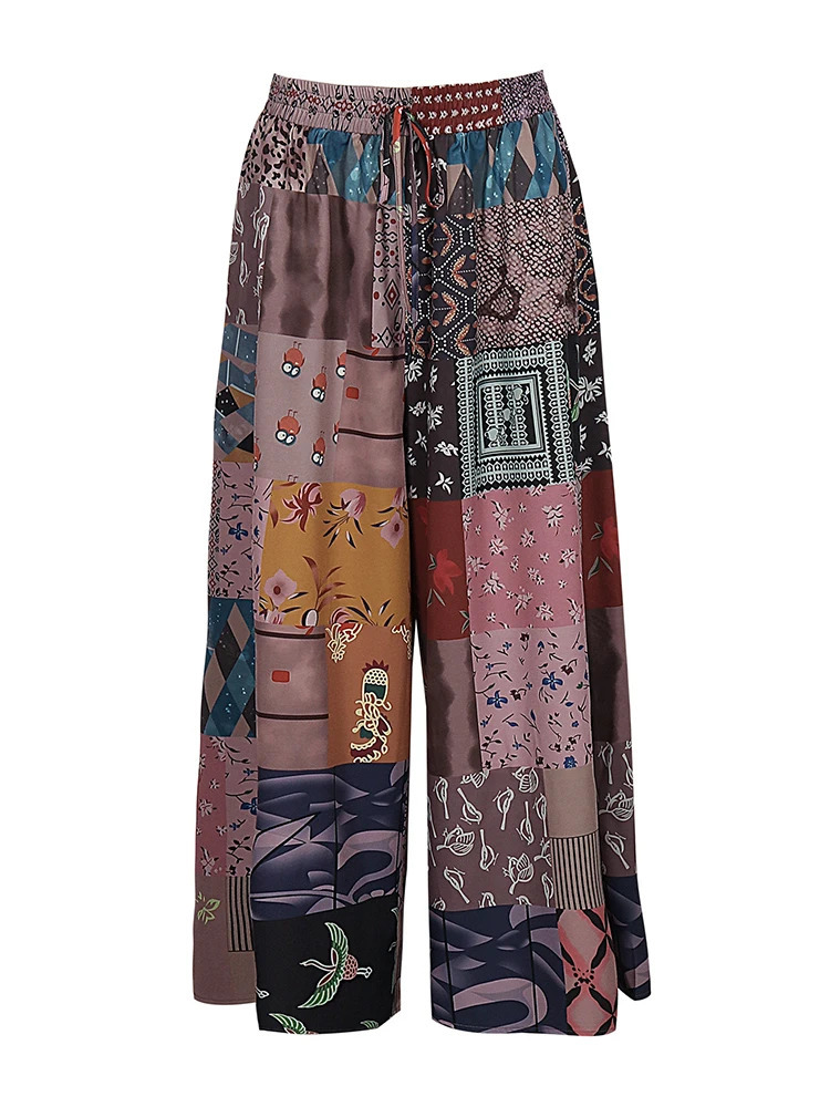 plus Size Boho Cotton Linen Pants for Women Summer Vintage Loose Wide Leg Trousers Streetwear Casual Elastic Waist Female Fashi 250609