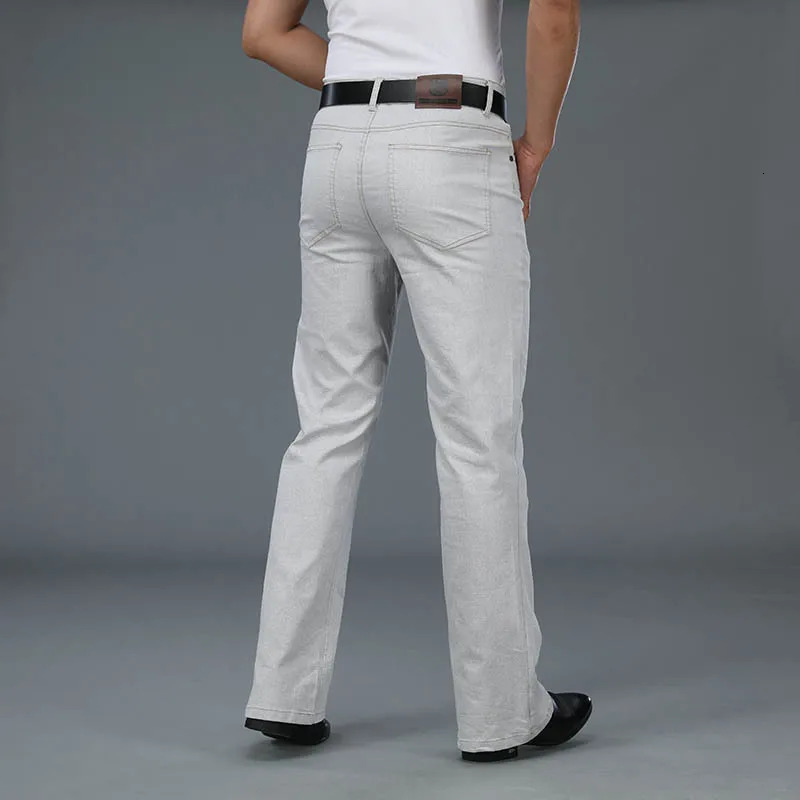 2025 Mens Summer Flared Jeans High Waist Thin Loose Casual Pants 250616