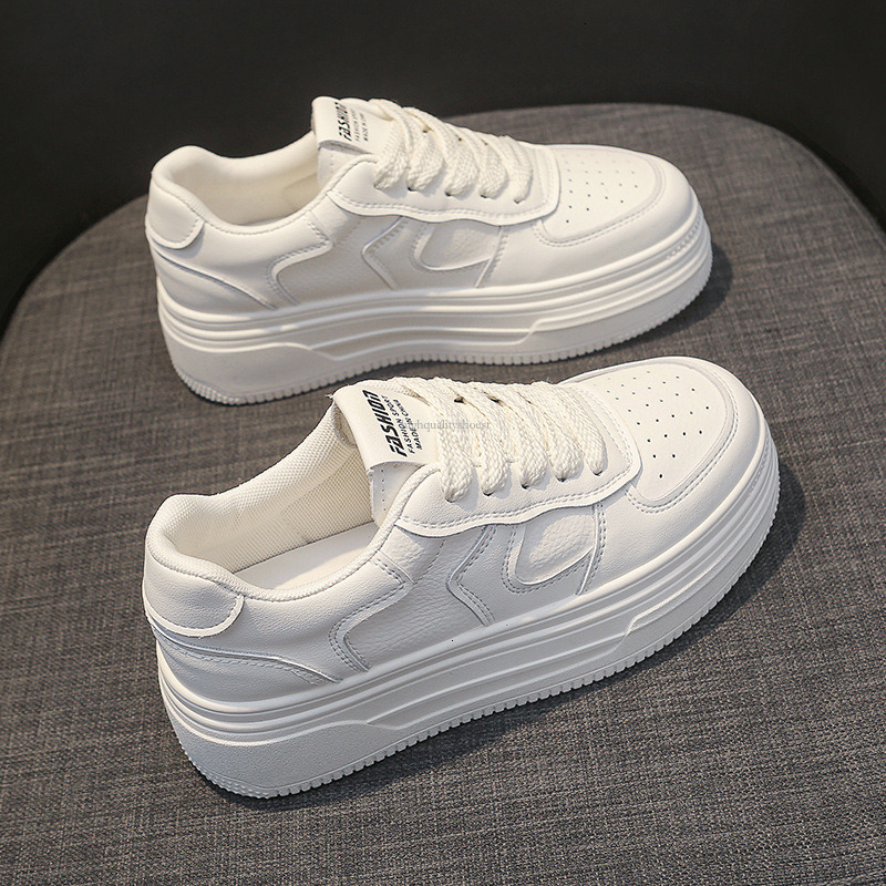 2025 Spring Genuine Leather Women s White Shoes Multi Functional Thick Soled Board Shoes Trendy Designer Fashion Sports Shoes Running Shoes Skateboard