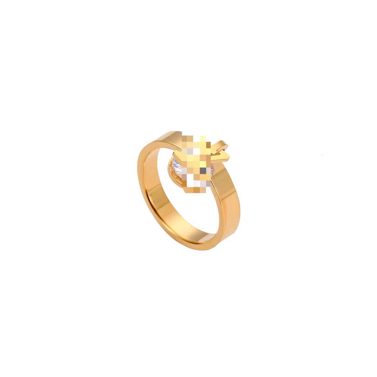 Fashionable Light Luxury Style Elegant Versatile Diamond-Studded English for Women High-End Titanium Steel Non-Fading Ring