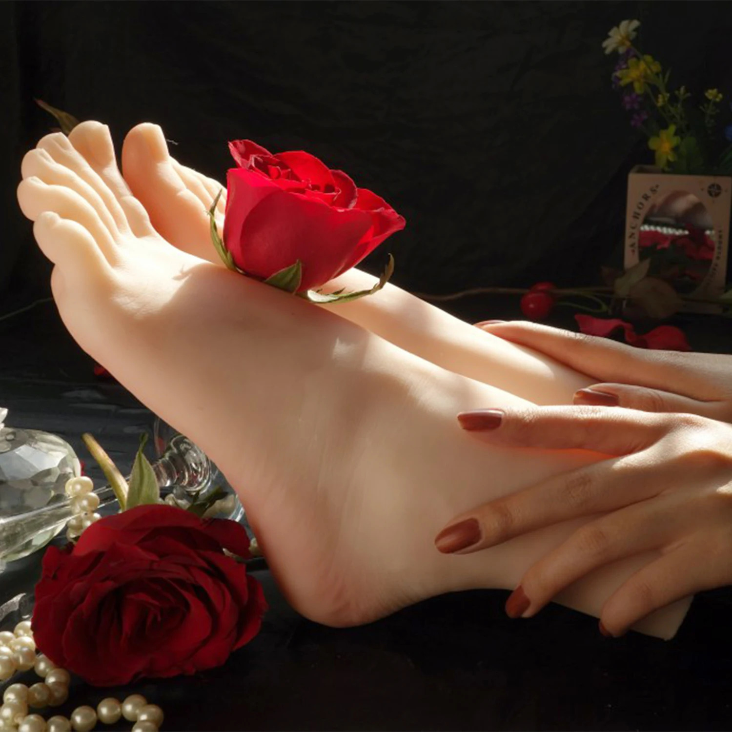 Fake Female Foot Model Mannequin Rubber 1 1 Lifelike Fetish Feet Manicure Practice Movie Props Shoes Display Massage TPE 3805 250611