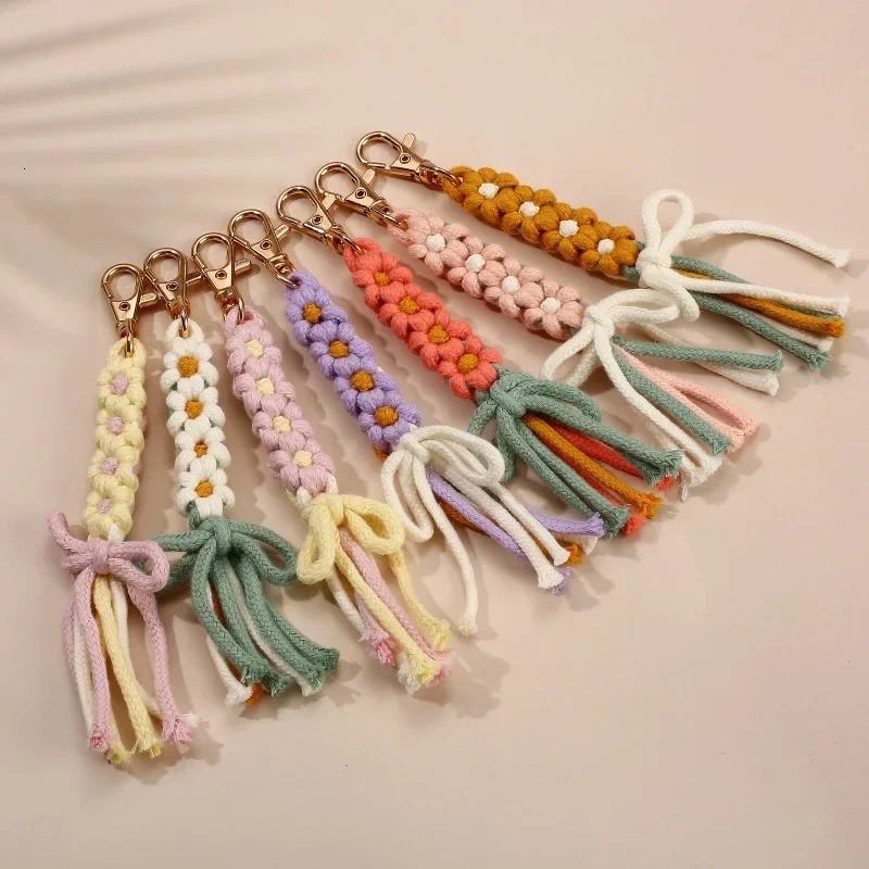 Multi-purpose Cotton Rope Key Chains Colorful Braided Cotton Rope Keychain Large Zipper Puller Handmade Ornament 250616