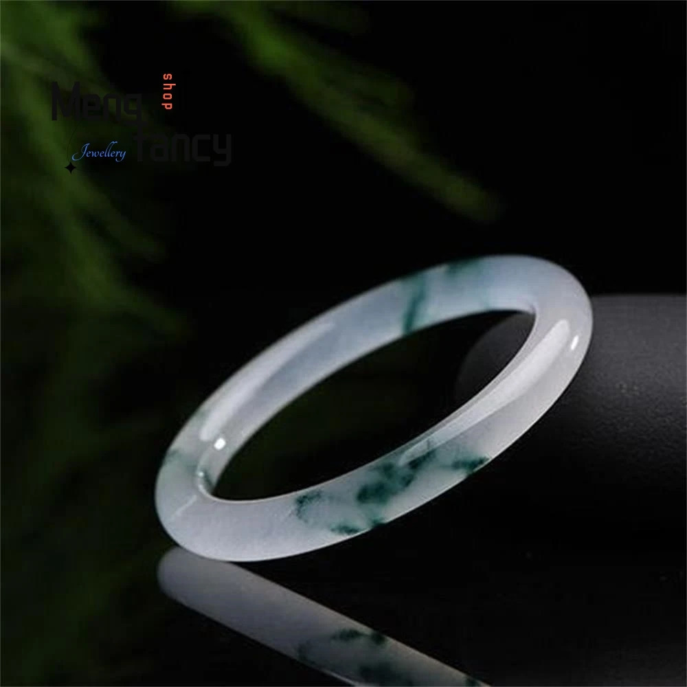 Natural Quartzite Ice Jade Floating Flower Bangle Elegant Exquisite High-grade Quality Fashion Fine Jewelry Holiday Gift 250616