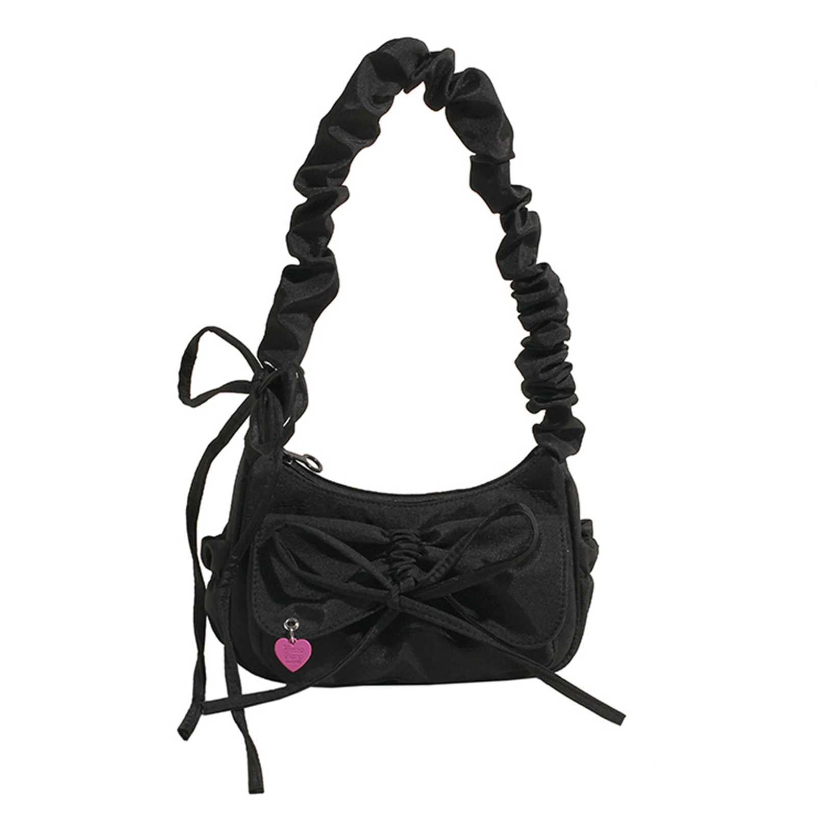 1Pcs/lot Black Bow Casual Shoulder Bags for Women Korean Style Washed Denim Summer Handbag Exquisite Gift for Ladies Birthday Z250617