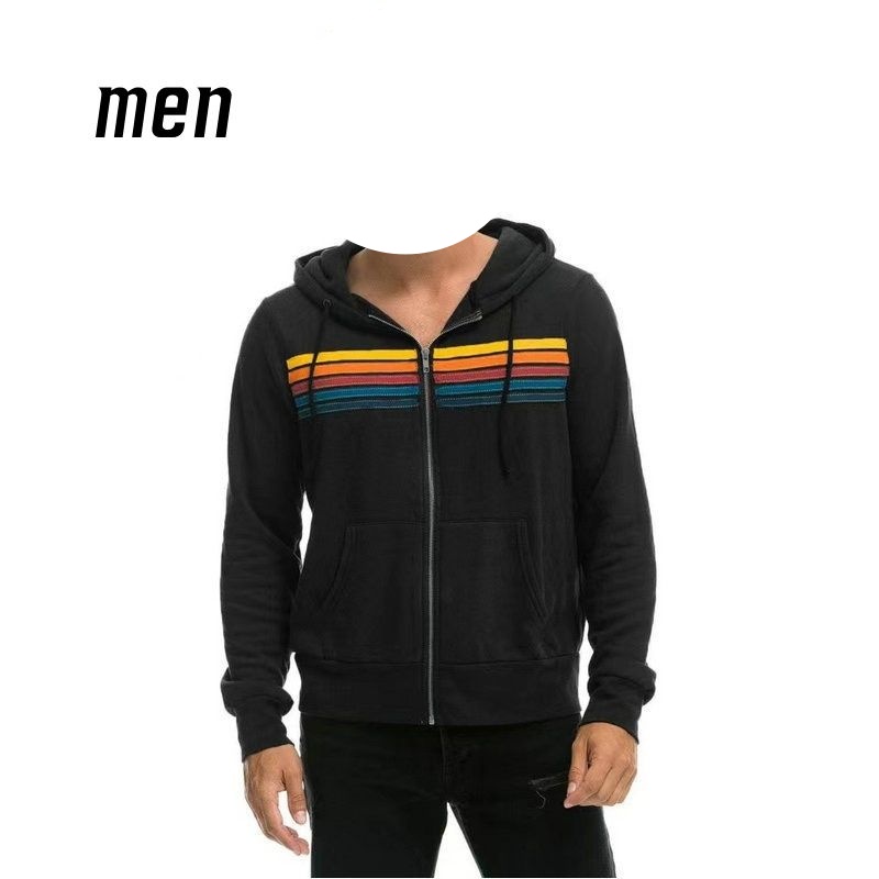 25ss aviater nation zip up hoodie Rainbow stripes clothes hoodies designer for men sudadera hoody pullover sudaderas mens jumper streetwear felpa full zip