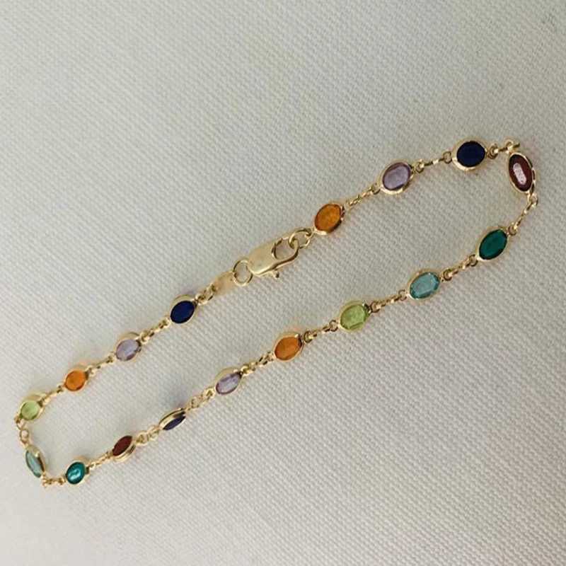 Gold Plated Multi Color Crystal Beads Anklet Chain Ankle Bracelet For Women Girl Summer Ankle Bracelet Boho Beach Foot Chain W250617