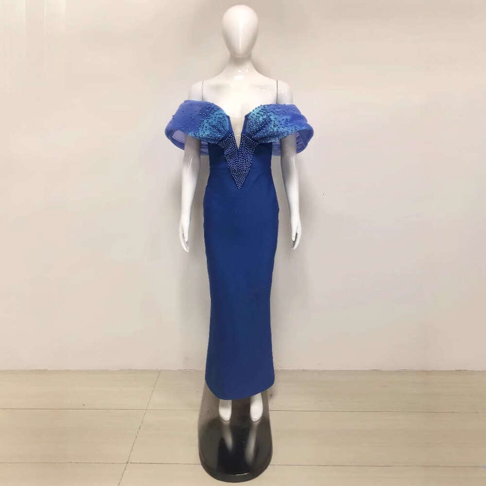 Spring Summer Solid Color Sexy with Rhinestones Elegant Long Dress