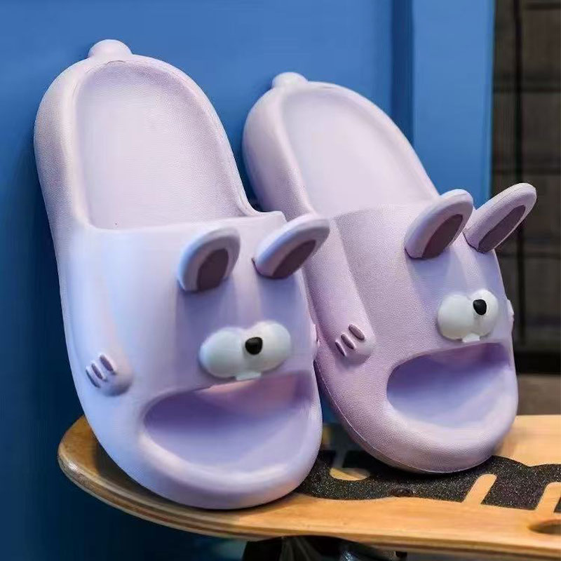 Cute Rabbit Patterned Breathable Slides - Women's Summer Bathroom Footwear