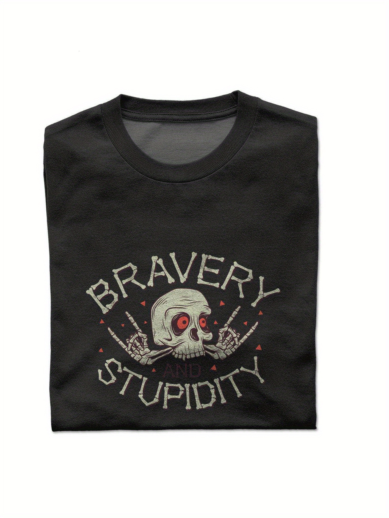 Dongdumaoyi Text Round Collar Short Sleeve Skull Cotton White T Shirts S-3Xl Men Adult 180G Black 19b2