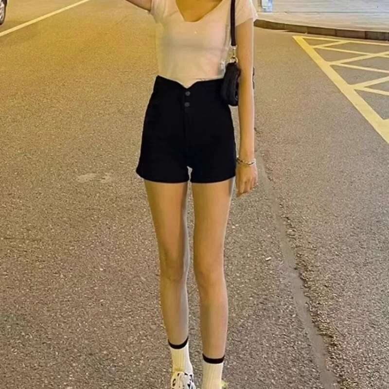 Streetwear Female Short Jeans Pants Tight With Waist Pocket Skinny Womens Denim Shorts Wide Booty Aesthetic XXL Casual Youthful