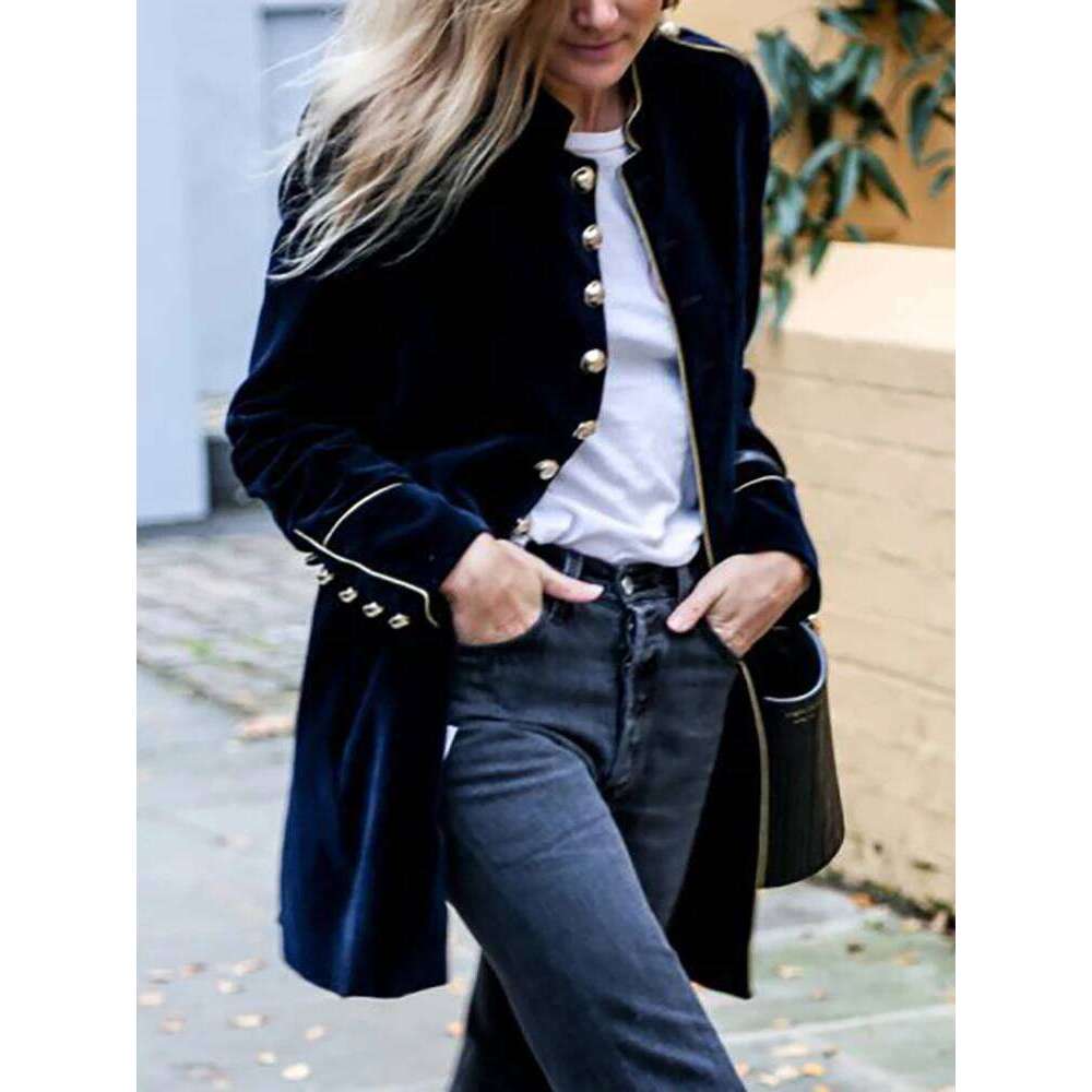 Women Autumn Winter Warm Veet Jackets Female Streetwear Loose Casual Long Sleeve Coat Patchwork Multiple Buttons Solid Outwear