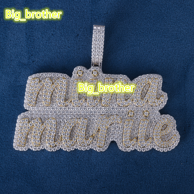 Iced Out Customized Moissanite D VVS Hiphop Hand Customize 925 Silver Solid Gold Name 3D Letter Pendant for Men Women