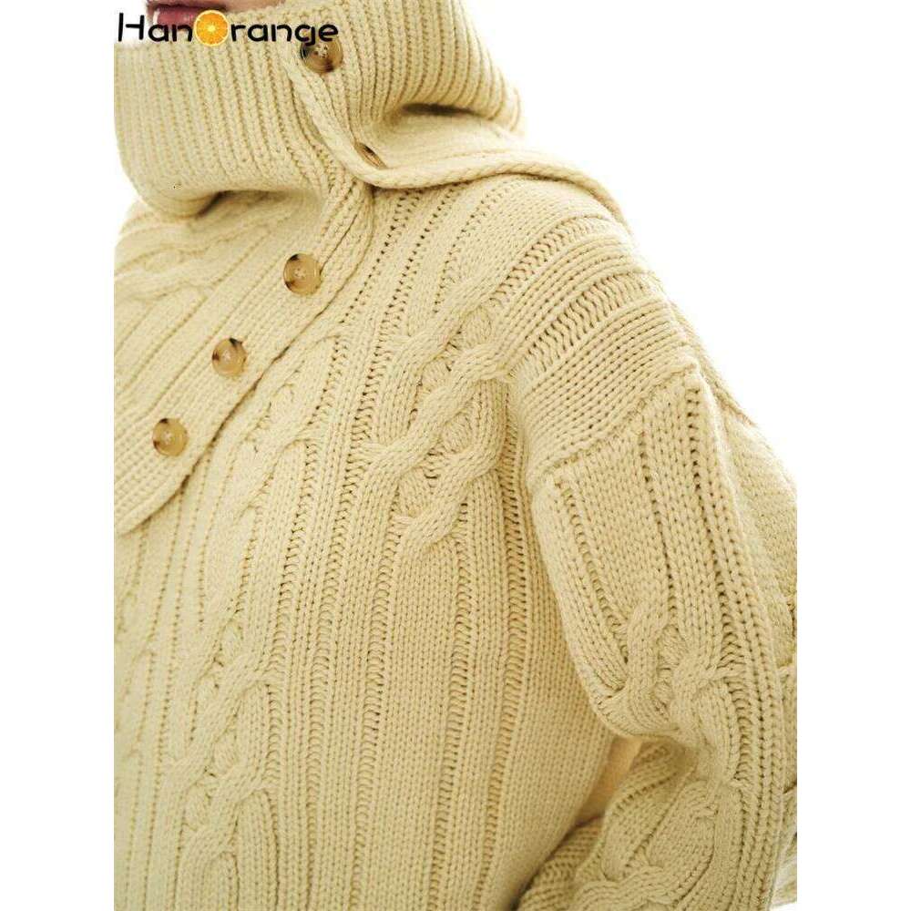 HanOrange 2024 Early Spring Fashion Twisted Wool Scarf Sweater Women Two-piece Set Thick Warm Pullover Top Apricot/Light Gray