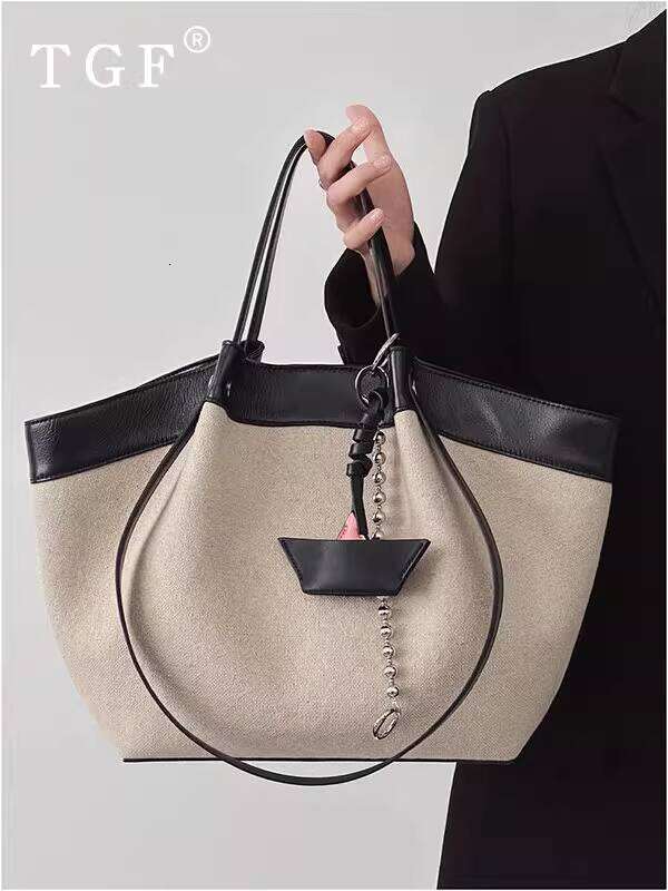 Patchwork Tote Bag for Women New Light Luxury Niche High end Daily Commute Versatile Handbag Basket