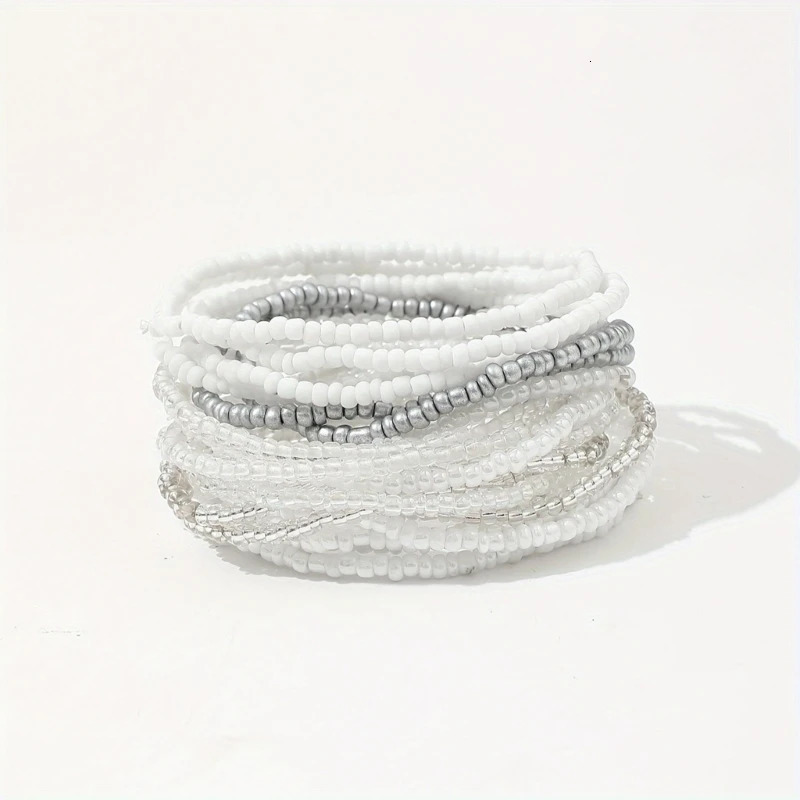 20Pcs Fashionable White Bead Bracelet Charm Stylish Beach Hand Wear Adornment A0KD 250616