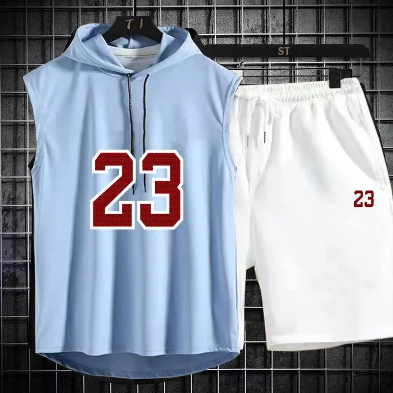 Summer Mens Two Piece Set Casual T-Shirt and Shorts Set Men Women Sports Suit Fashion Short Sleeve Tracksuit Hooded T-shirt 250617