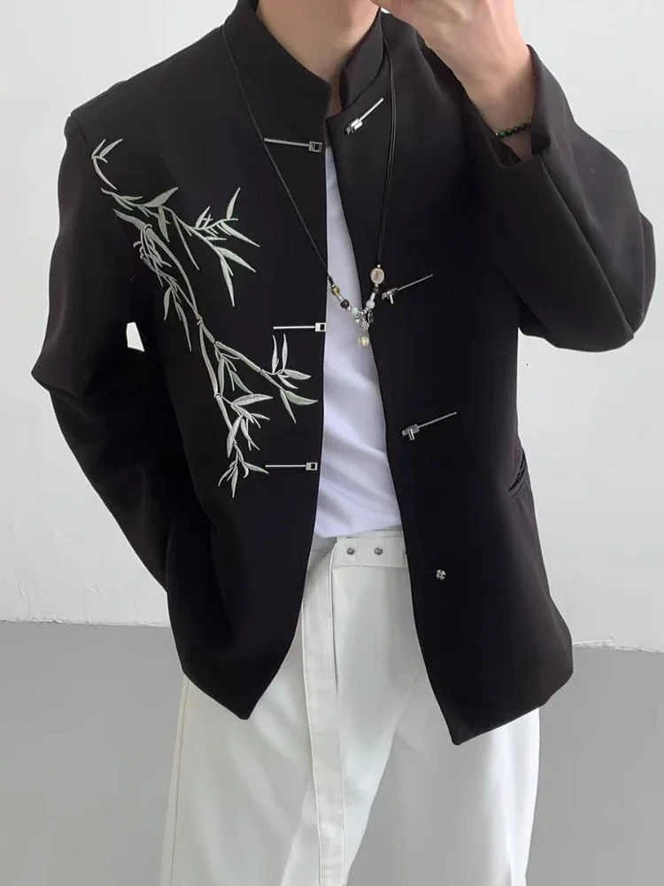 Black Mens Suit Jackets Coat Chinese Oversize Male Blazer Plus Big Size Premium Korean Style Clothes Fashion Summer 250614