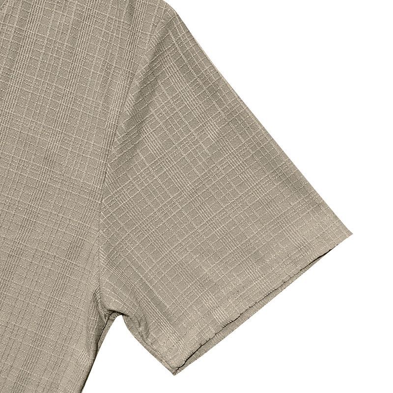 Men's T-shirt sports top summer faux linen bamboo and cotton short-sleeved loose casual button carouselEuropean code: S-3XL