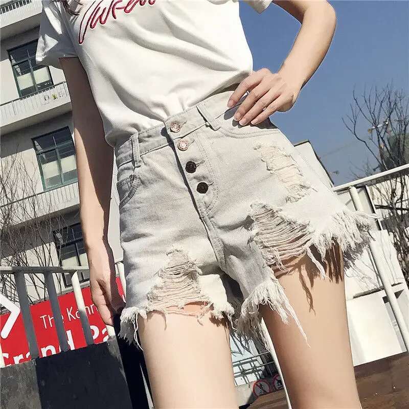 With Waist Pocket Ripped XL Short Jean Pants Woman Elegant Jorts New In Wholesale 2000s Clothes Y2k Cheap Denim Shorts for Women