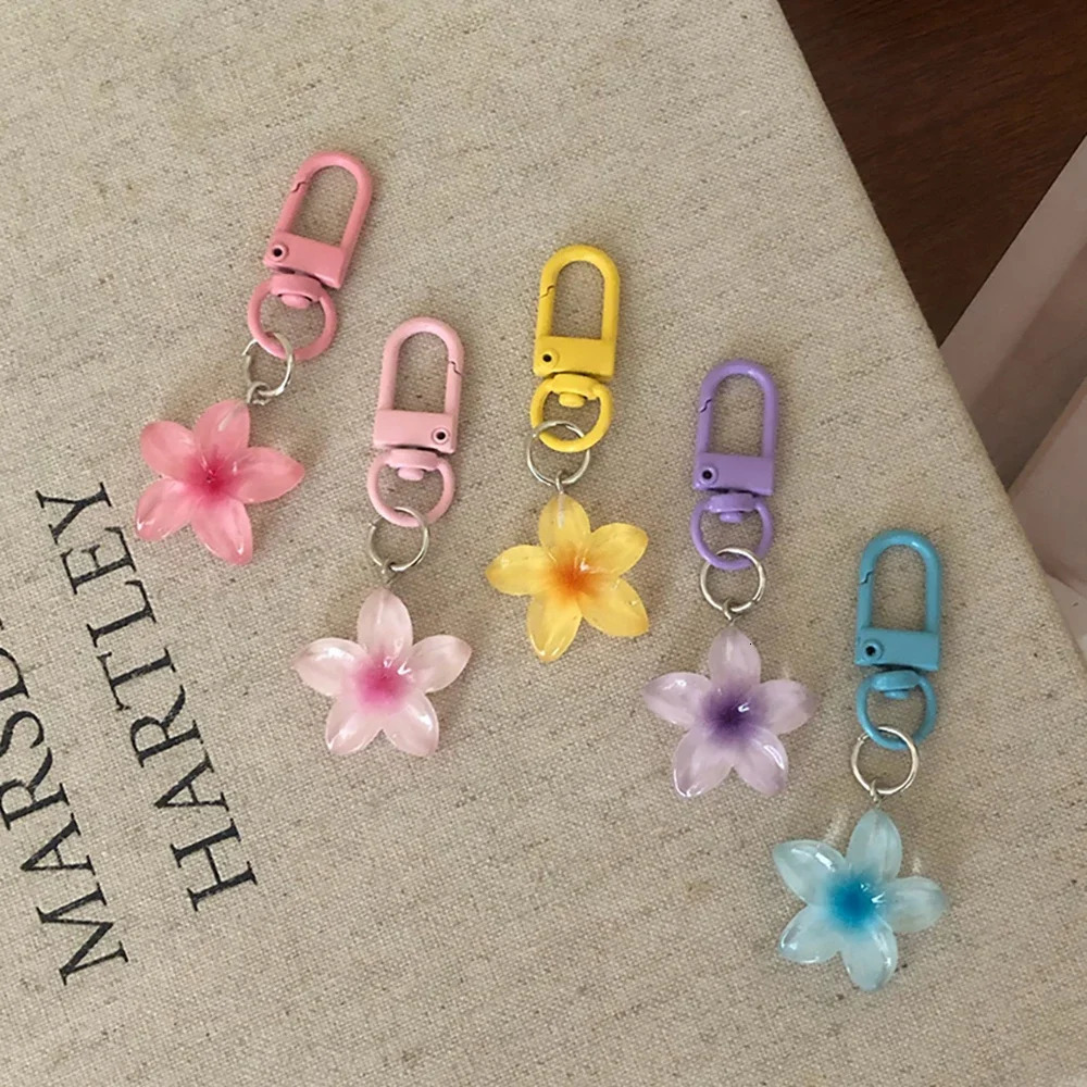 Sweet Colorful Jelly Flower Key Chain Color DIY Flower Cute Keychains Pendant Student Girls Resin Bag Pendant Keyring Jewelry 250616