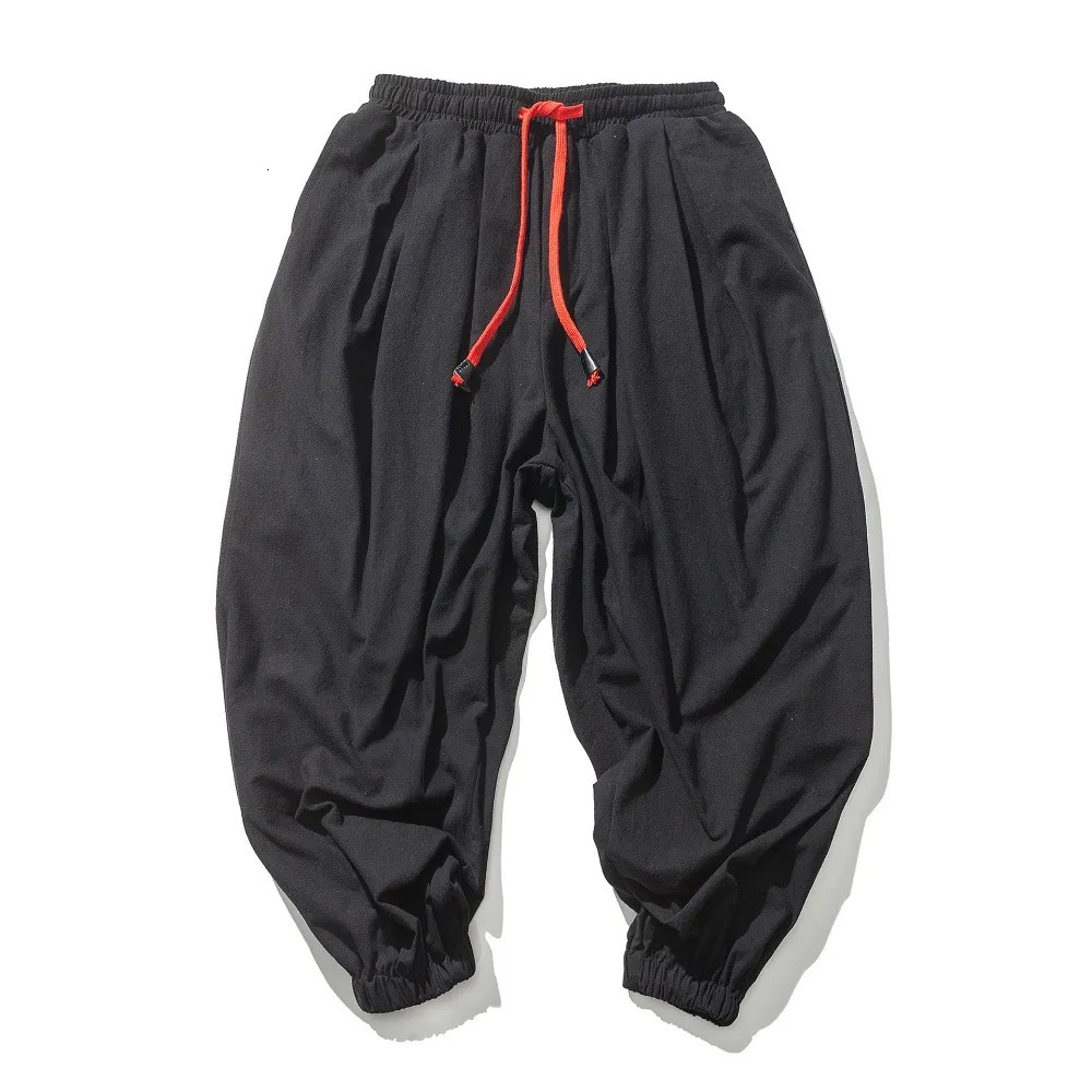 Mens Cotton and Linen Harem Pants Casual Loose Oversize Beach Pants Chinese Style Wide Leg Trousers Joggers Men Summer 250614
