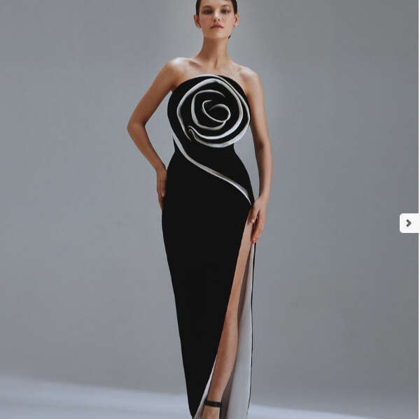 New Slim Fit Strapless Long Women's Large Floral Summer Bandage Dress