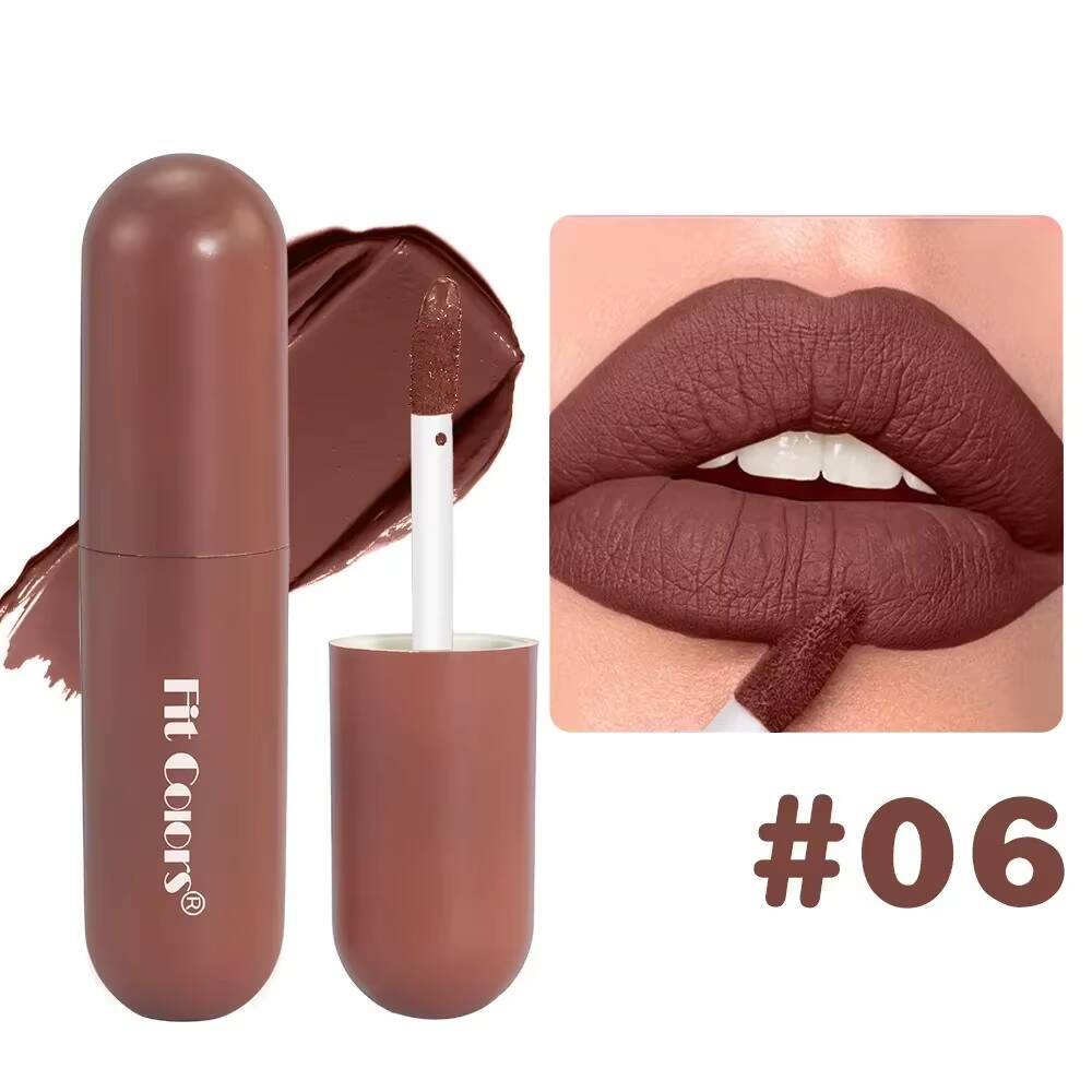Chocolate Brown Red Liquid Lipstick Velvet Satin Gloss Matte Finish Non Stick Cup Lip Tint Waterproof Long-lasting Makeup happy