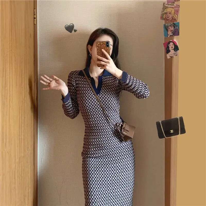 Korean Style Female Knit Dress One-piece Bodycon Elegant Chic Cheap Casual New In Thic Xxl Luxury Curvy Womens Crochet Dresses