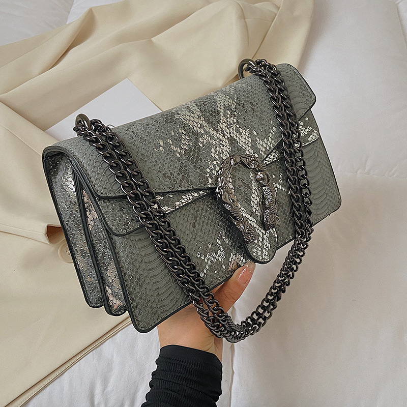 2025 Free Shipping Women's Designer Luxury Fashion New Fashion Serpentine Small Square Bag Single Shoulder Cross Shoulder Chain Bag gray black