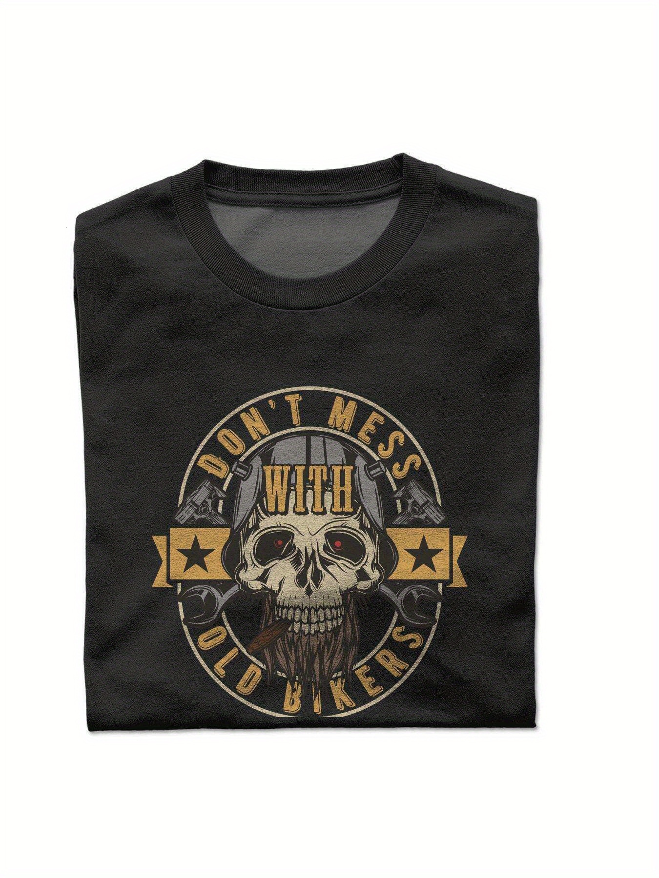 Dongdumaoyi White Skull Text Men Cotton Black Short Sleeve S-3Xl Adult Round Collar T Shirts 180G 3522