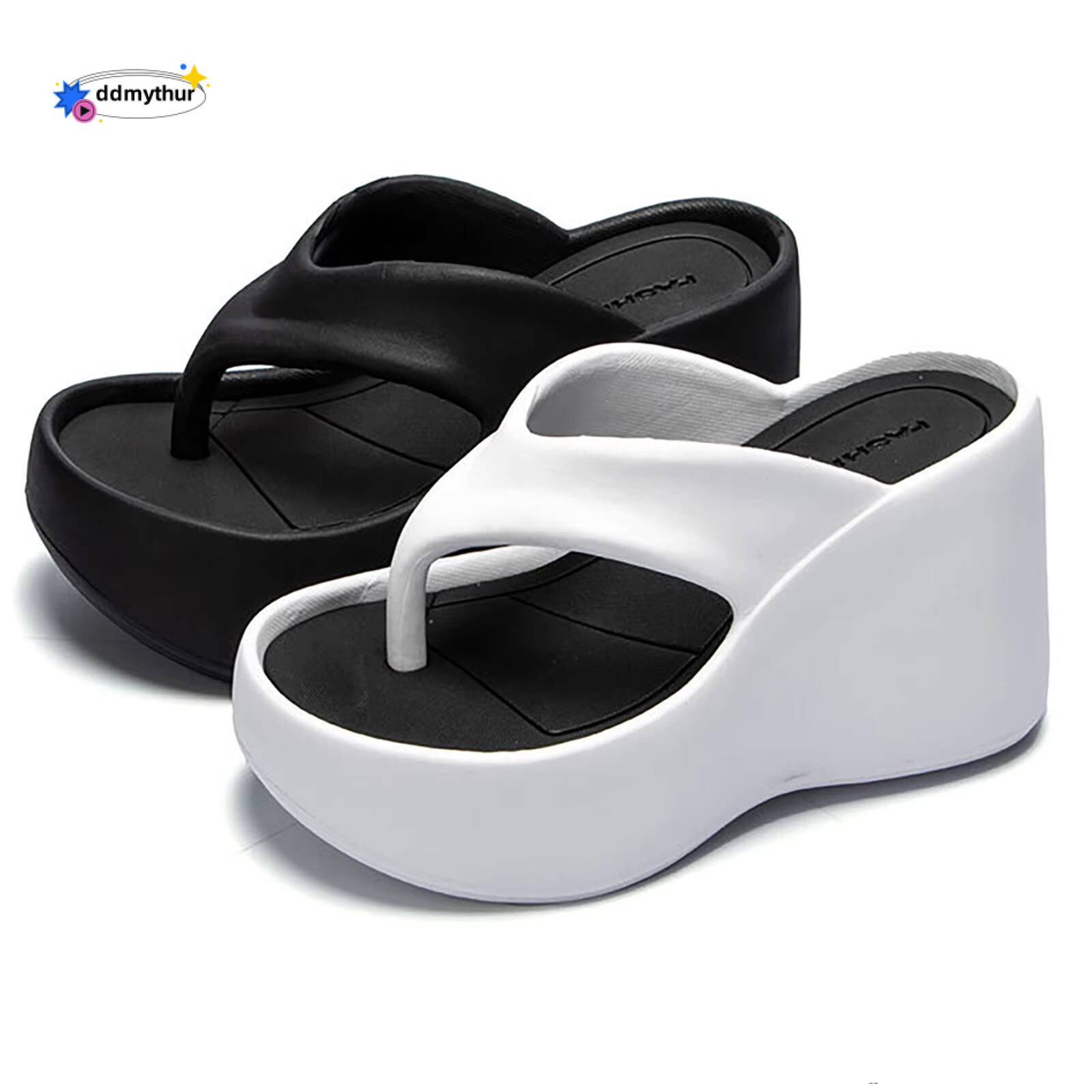 High Heeled Slippers For Thick Soled Flip Flops Summer Fashion Women Slipper Wedges Platform Slip-On White Female Footwear ddmythur