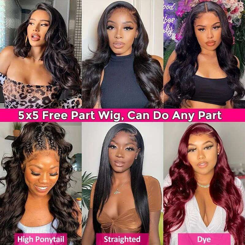Alimice Body Wave Glueless Wig 5x5 Lace180% Density Pre Plucked Transparent Lace Wigs Human Hair For Women