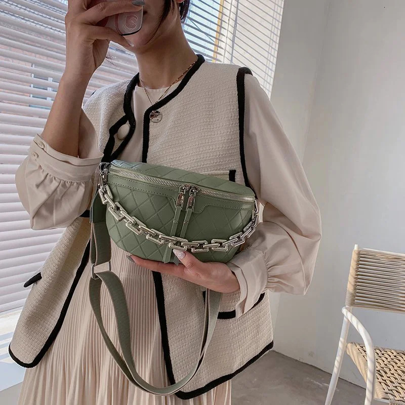 Chain Fanny pack Women Leather Waist Bag Chest pack Mini Female Belt Bags Fashion Ladies Shoulder Crossbody Bag 250614