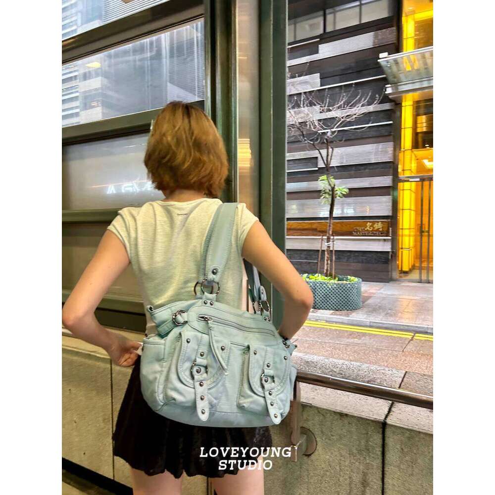 loveyoung Niche Design Multi pocket Large Capacity Vintage Tote Shoulder Crossbody Bag