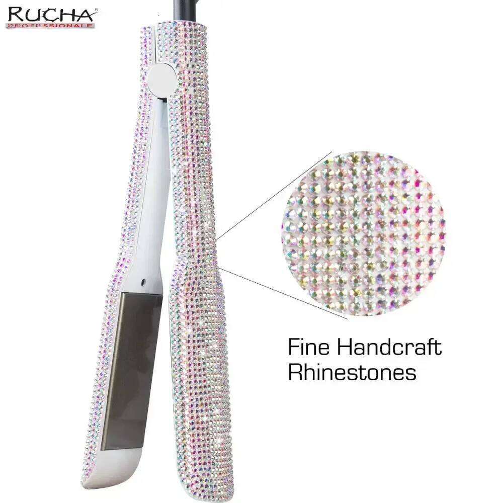 Rhinestone Flat Titanium Straightener Dual Voltage Iron Professional Hair Tools LCD Display 2 Inch Plate Irons
