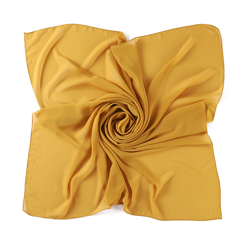 K1046 2024 new solid color pearl chiffon scarf silk scarf wholesale Malaysia square scarf