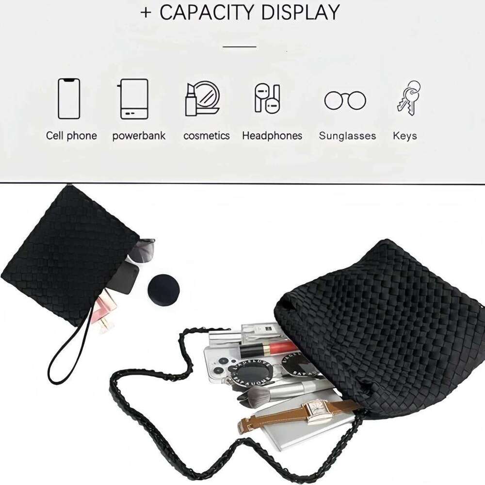 Neoprene Weave For Women Ladies Crossbody Handbag Trendy Shoulder And Bucket Bag, Top-Handle Tote Hobo Satchel With Purse