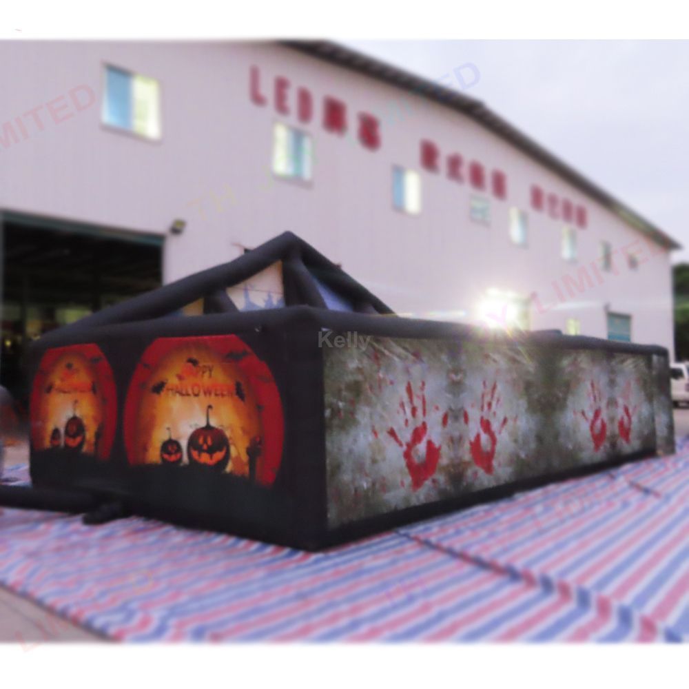 10mLx6mWx3.5mH (33x20x11.5ft) Free Delivery outdoor activities inflatable maze tag with skull scary printing Haunted House for sale