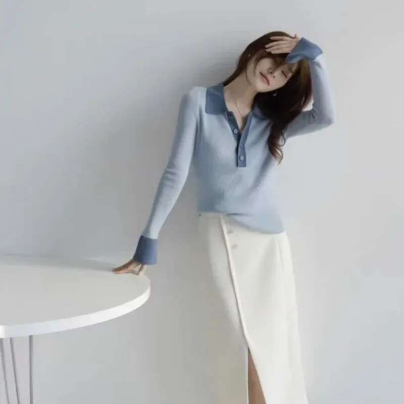 Plain Commute Tops Long Sleeve Womens Polo Shirts Casual Cheap Clothes With Collar Female Tee Korean Popular Aesthetic T-shirts