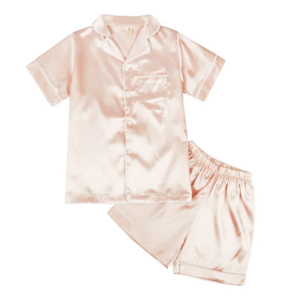 Summer Experience Unparalleled Comfort With Silk Pajama Set for Children Girls and boys Ages 4-10 250617