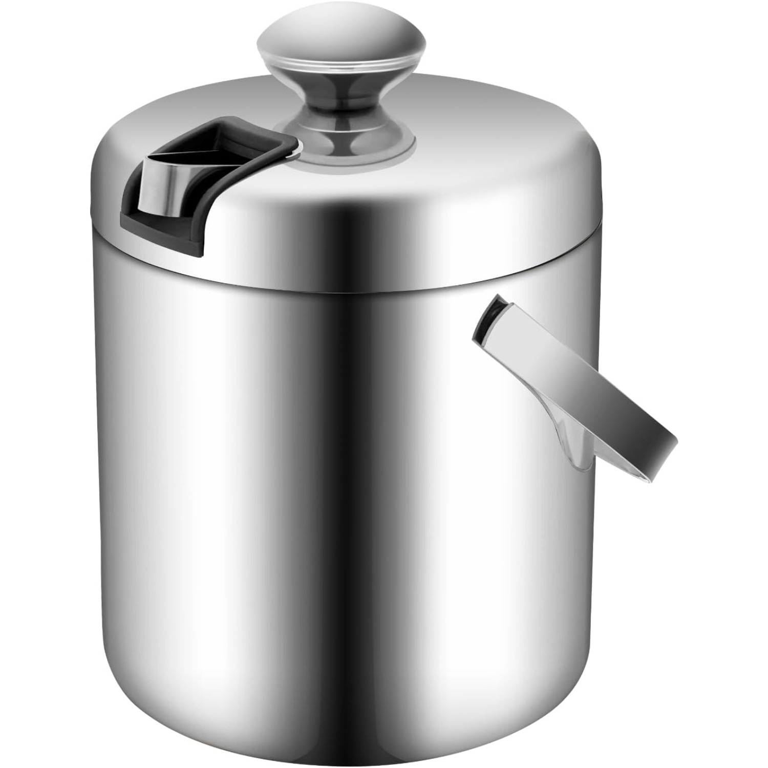 1.3L Stainless Steel Double Walled Insulated Ice Bucket with Airtight Lid Strainer and Tongs Premium Cocktail Bar Cooler for Wine Champagne Beer Parties