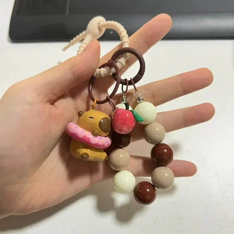 110Pcs Funny Cartoon Capybara Keychains Women Men Charms Resin Glossy Flatback Animal Pendants Keyring Jewelry Making Findings 250616