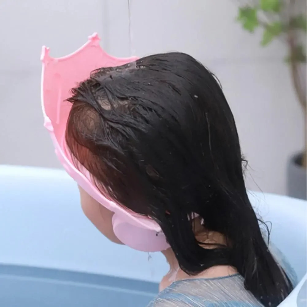 Cute Baby Bath Shower Cap Adjustable Kids Infant Girl Boy Ear Protection Shampoo Cap Children Hair Wash Hat Head Cover 250617