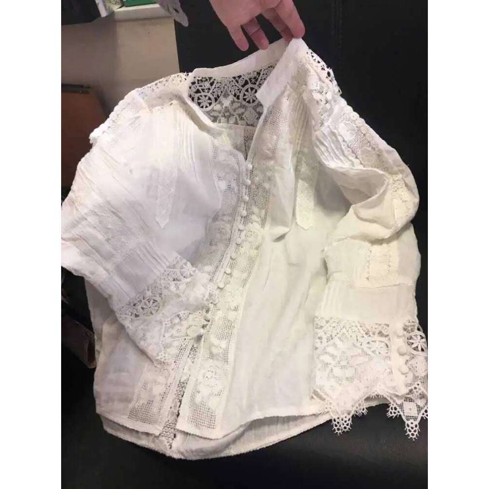 Designer Clothing 2025 Cotton Lace Floral Embroidery Women's Shirt Loose Boho Style V-Neck Long Sleeve Tunic Sexy Tops