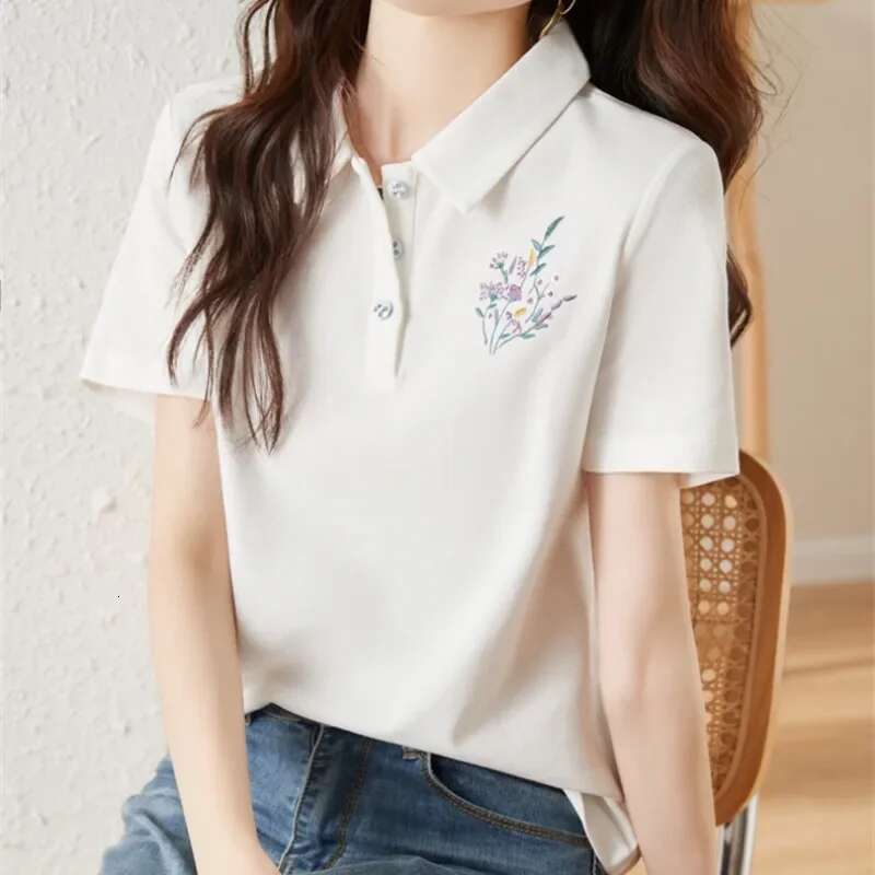 Baggy Polo Neck T Shirt for Women Summer Outfit Woman Tshirt Womens Short Sleeve T-shirt Sale Clothing Female Y2k Clothes Cheap