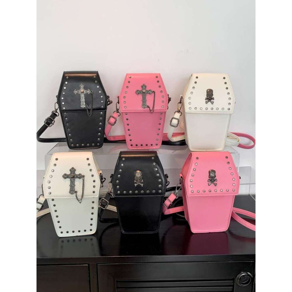 Dark Gothic Style Cross Skull Shoulder Niche Hot Girl Motorcycle Fashion Rivet Women s Crossbody Phone Bag