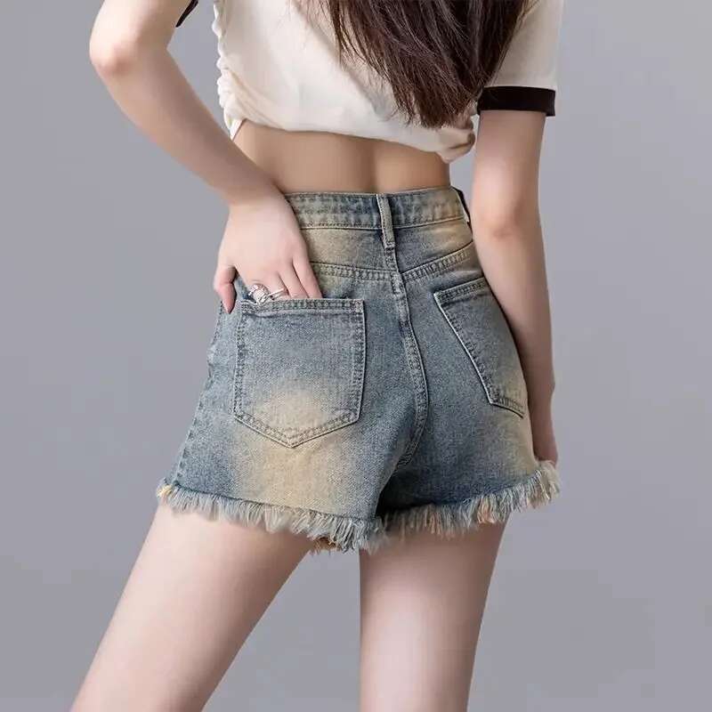 Blue High Waist Female Short Jeans Pants Casual To Wear Hot Fashion Clothing 2025 for Summer Outfits Trend Womens Denim Shorts